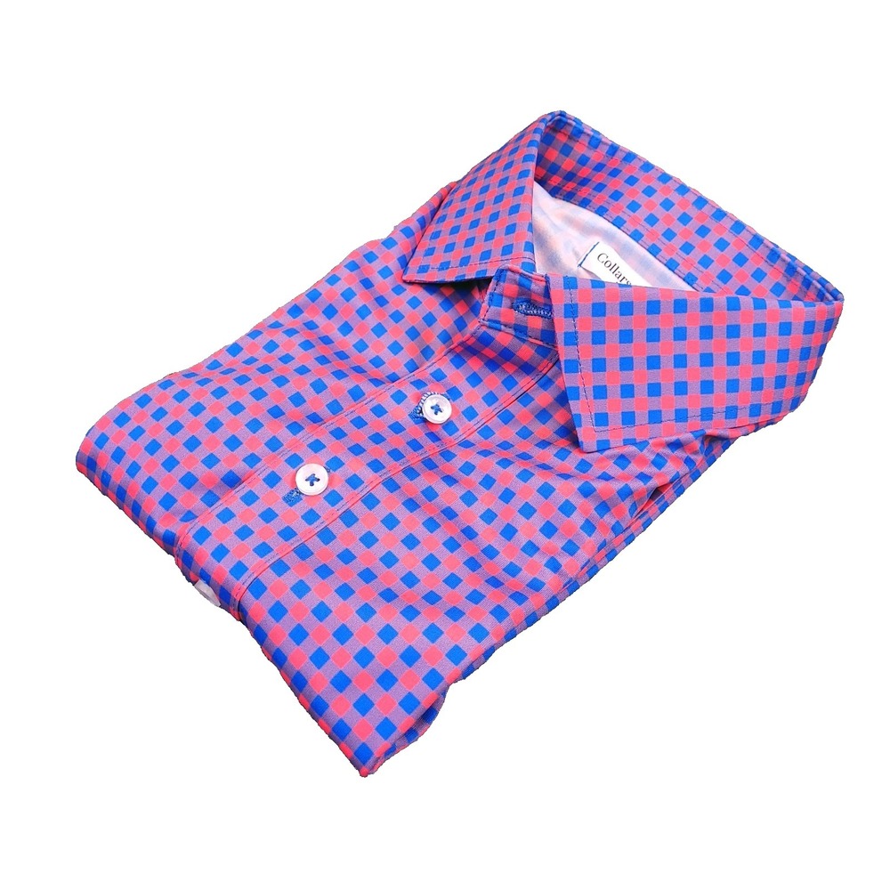 Collars Co Dress Collar Polo Shirt M Multicolor Abstract Check Performance *Logo